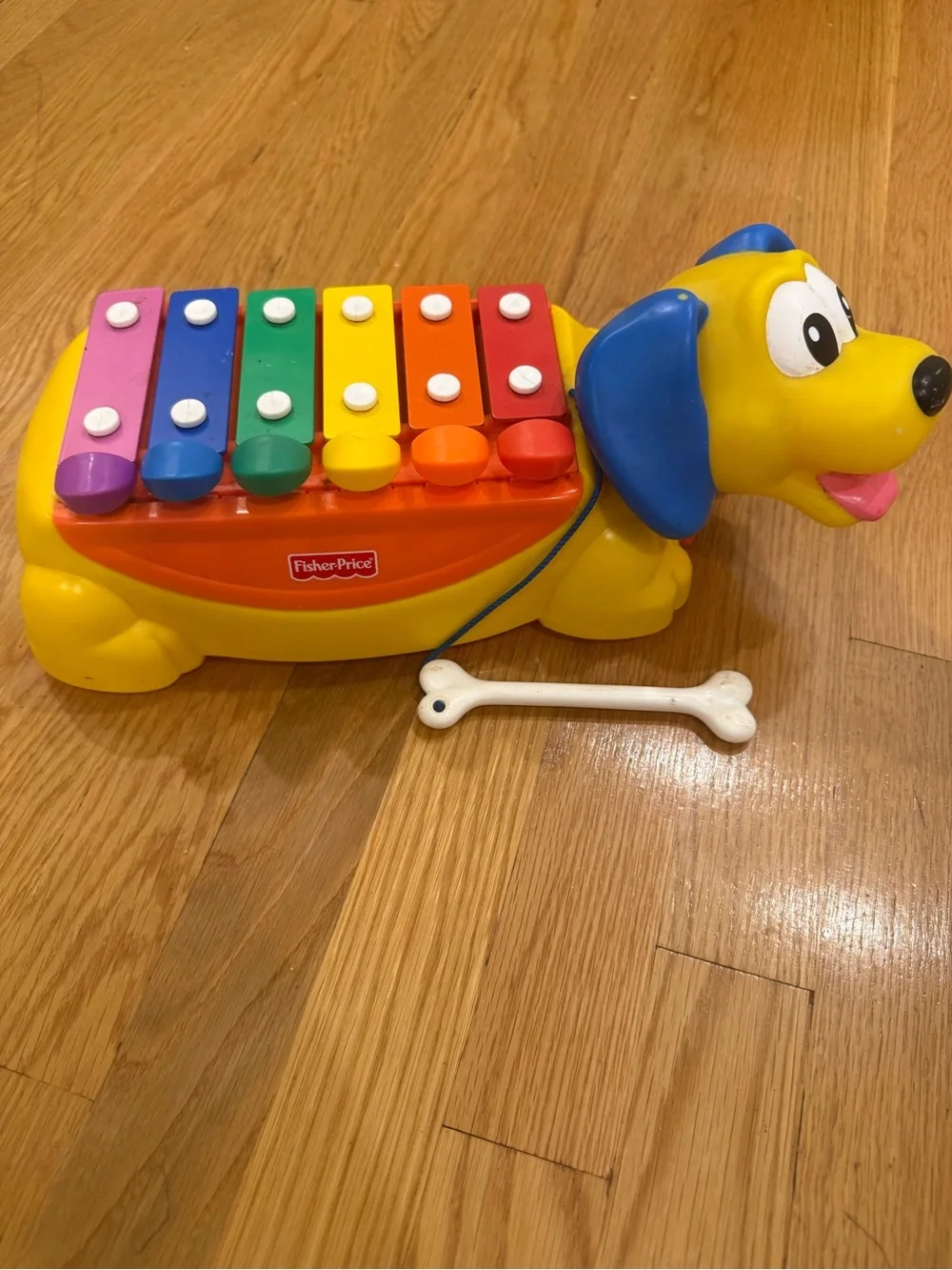 Vintage Fisher-Price Yellow Puppy Xylophone Pull Toy